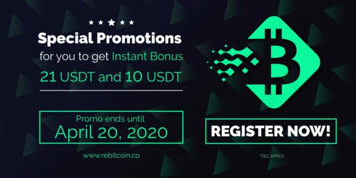 Rebitcoin airdrop – Get instantly 21 USDT for free!
